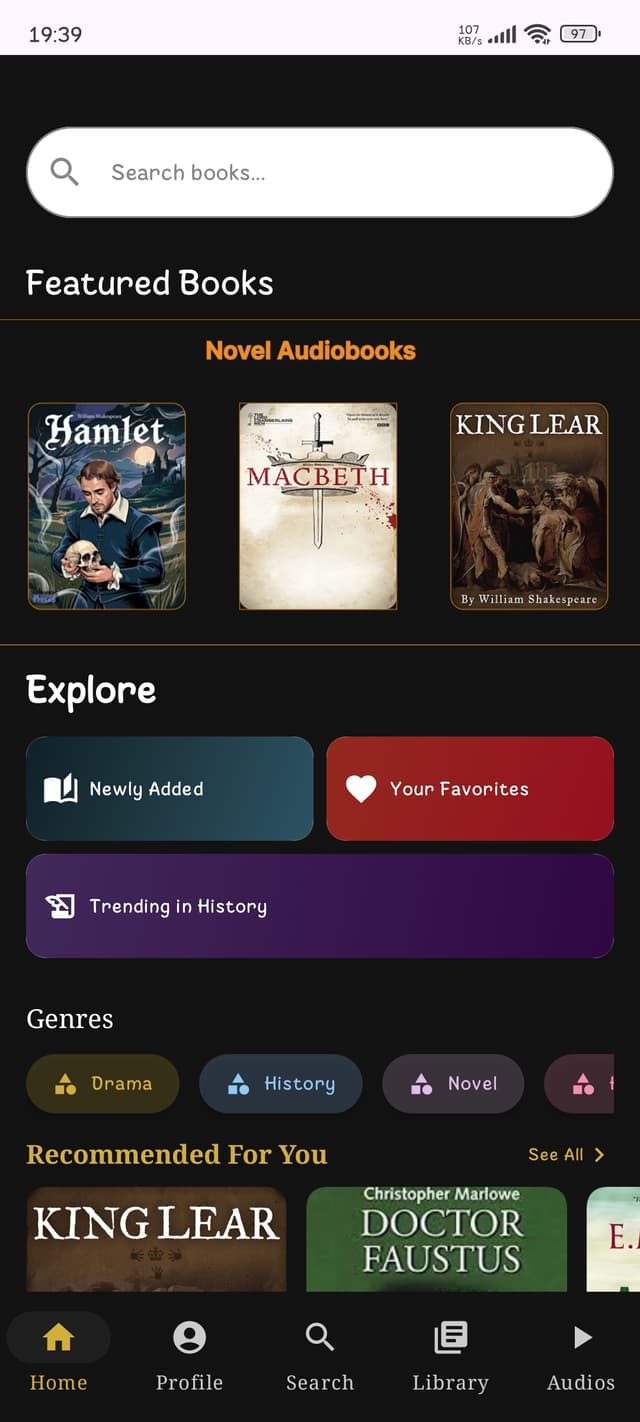Audio Library - Audiobook App screenshot 1